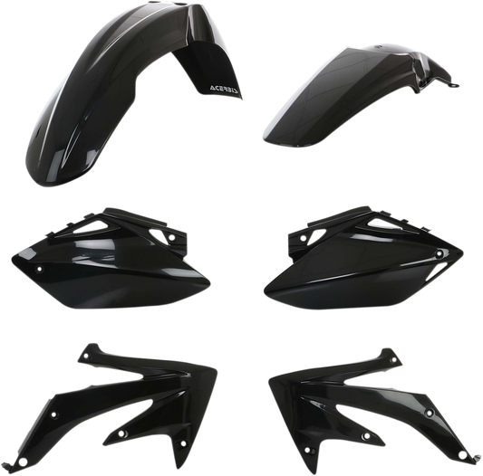 ACERBIS black standard replacement body kit for motorcycles, shown in a sleek black finish with detailed panels.