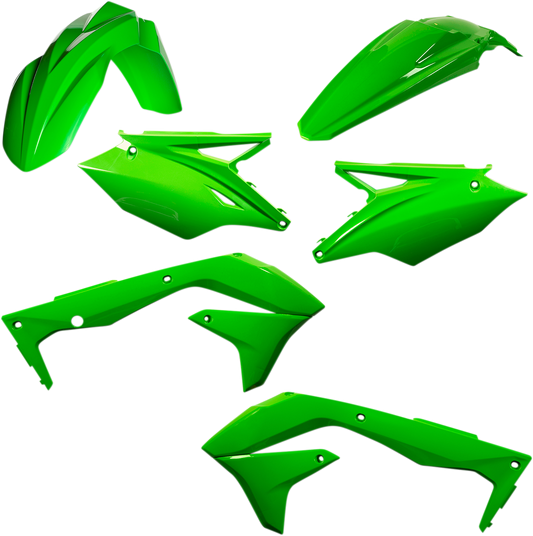 Green Acerbis Standard Replacement Body Kit for motorcycles, featuring durable plastic construction and precise fitment.