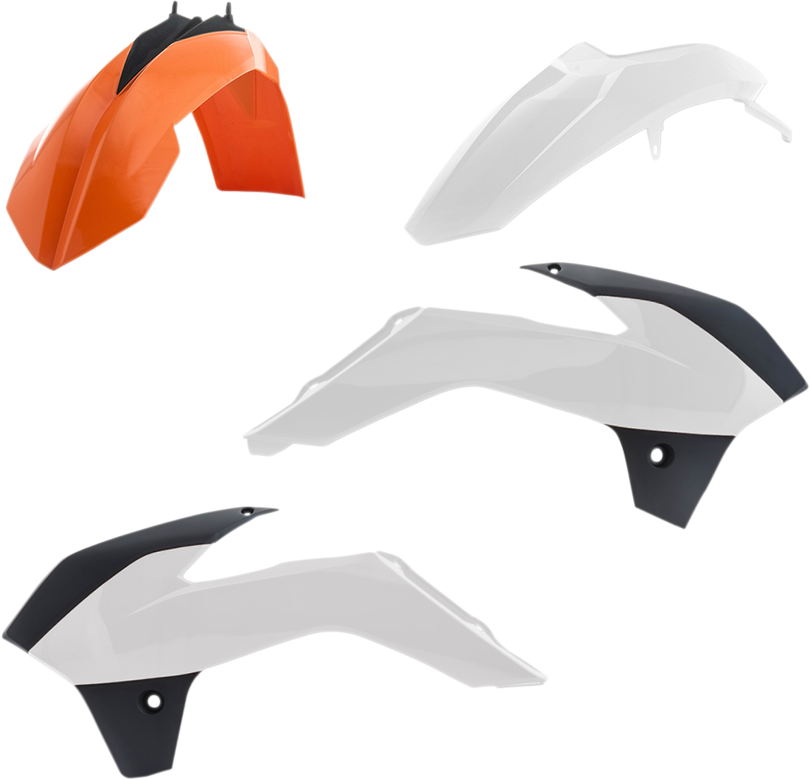 Acerbis standard replacement body kit for motorcycle, OEM '17, featuring durable plastic parts in black, designed by Bill's Exhausts.