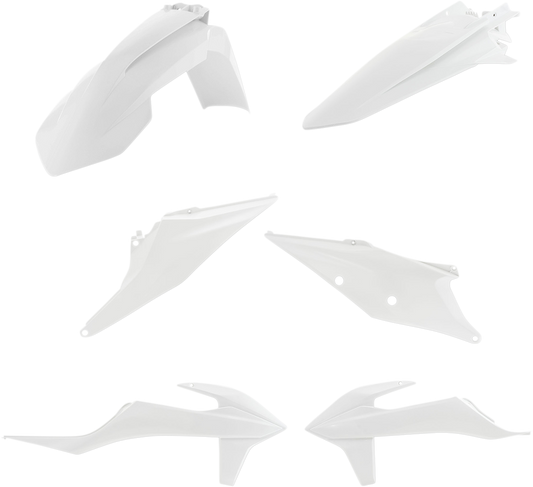 A white Acerbis standard replacement body kit for motorcycles, shown on a plain background.