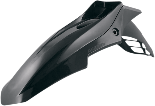 Black ACERBIS Supermoto Evo front fender for motorcycles, designed for durability and sleek appearance.