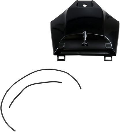 Black ACERBIS tank cover for motorcycle body, designed for durability and a sleek look, compatible with various models.