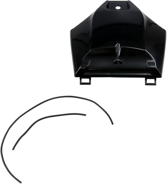 Black ACERBIS tank cover for motorcycle body, designed for durability and a sleek look, compatible with various models.