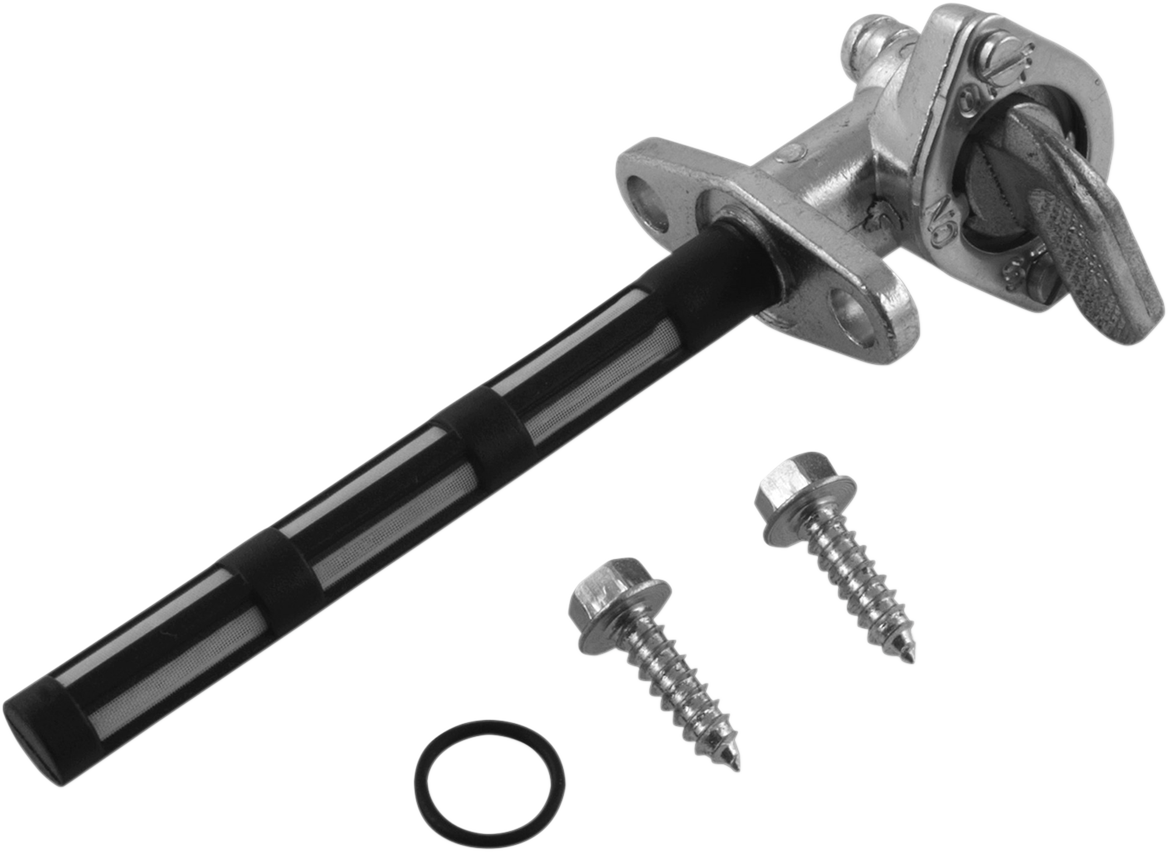 Acerbis universal fuel petcock body for motorcycle fuel systems, designed by Bill's Exhausts, shown in black with mounting details.