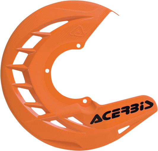 Acerbis X-Brake disc cover in bright orange, designed for motorcycle protection, featuring a sleek body with brand-specific details.