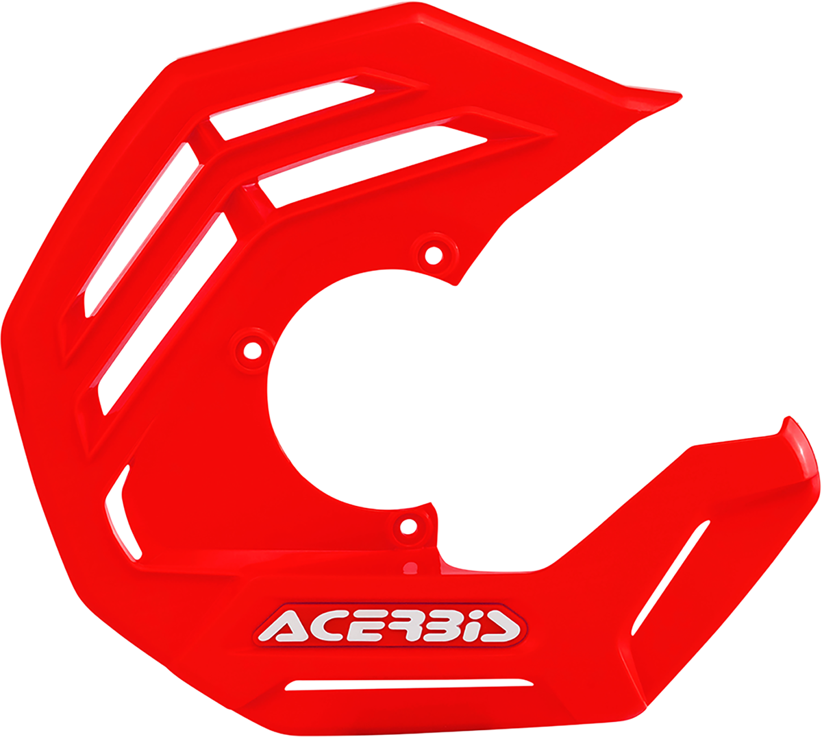 Acerbis X-Future disc cover in red, designed for motorcycle body protection, with brand details visible.