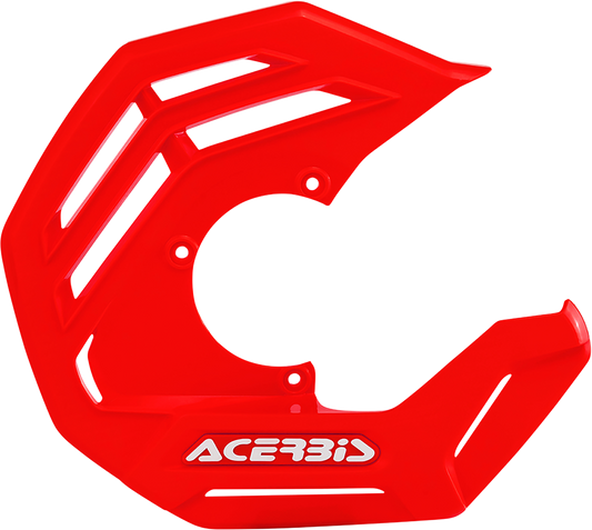 Acerbis X-Future disc cover in red, designed for motorcycle body protection, with brand details visible.