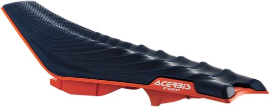 Acerbis X Seat in blue and orange, soft body seat designed for KTM motorcycles 2016-2019, featuring a sleek, ergonomic shape.