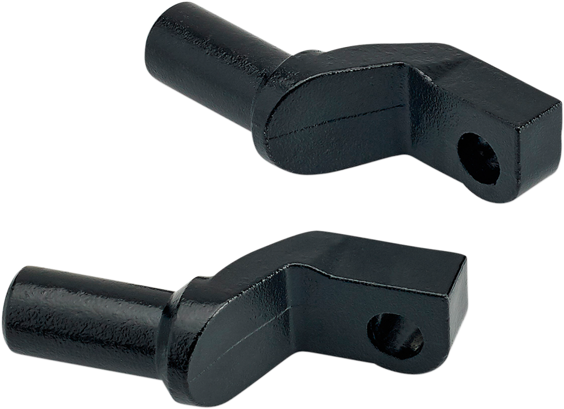 Black BILTWELL footpeg step mount for motorcycle body, designed by Bill's Exhausts, shown on a motorcycle frame.