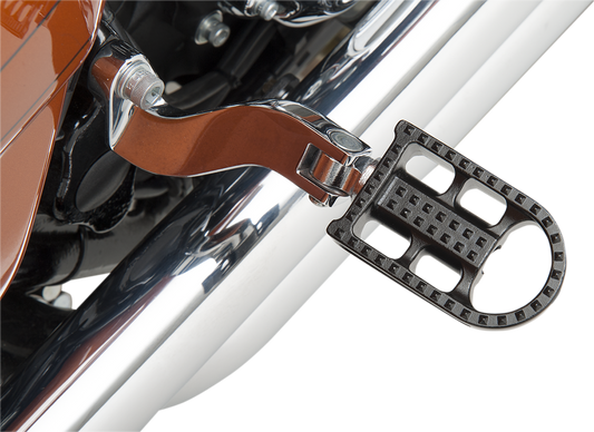 BILTWELL Mushman Footpegs for motorcycles, black electroplated standard body, with textured footrest surface.
