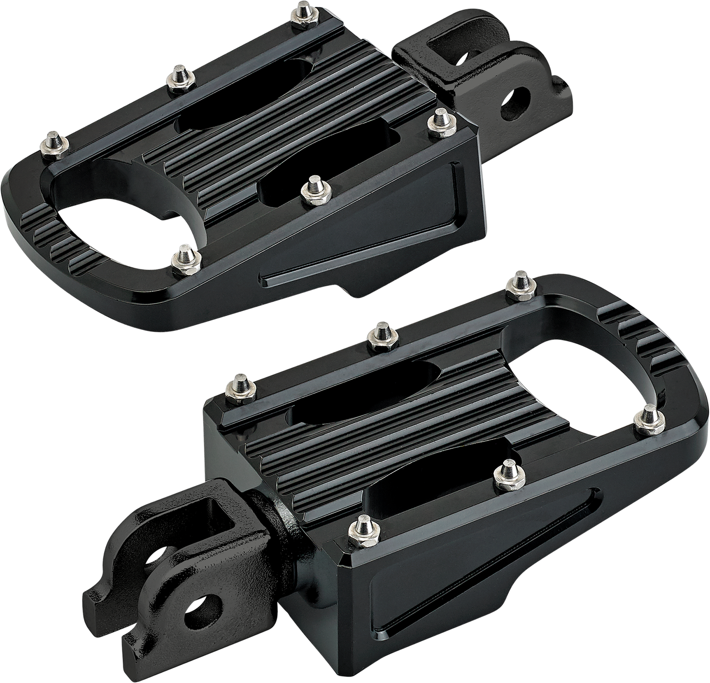 Black BILTWELL Punisher Driver Footpeg for M8 motorcycles, featuring a durable body design by Bill's Exhausts.