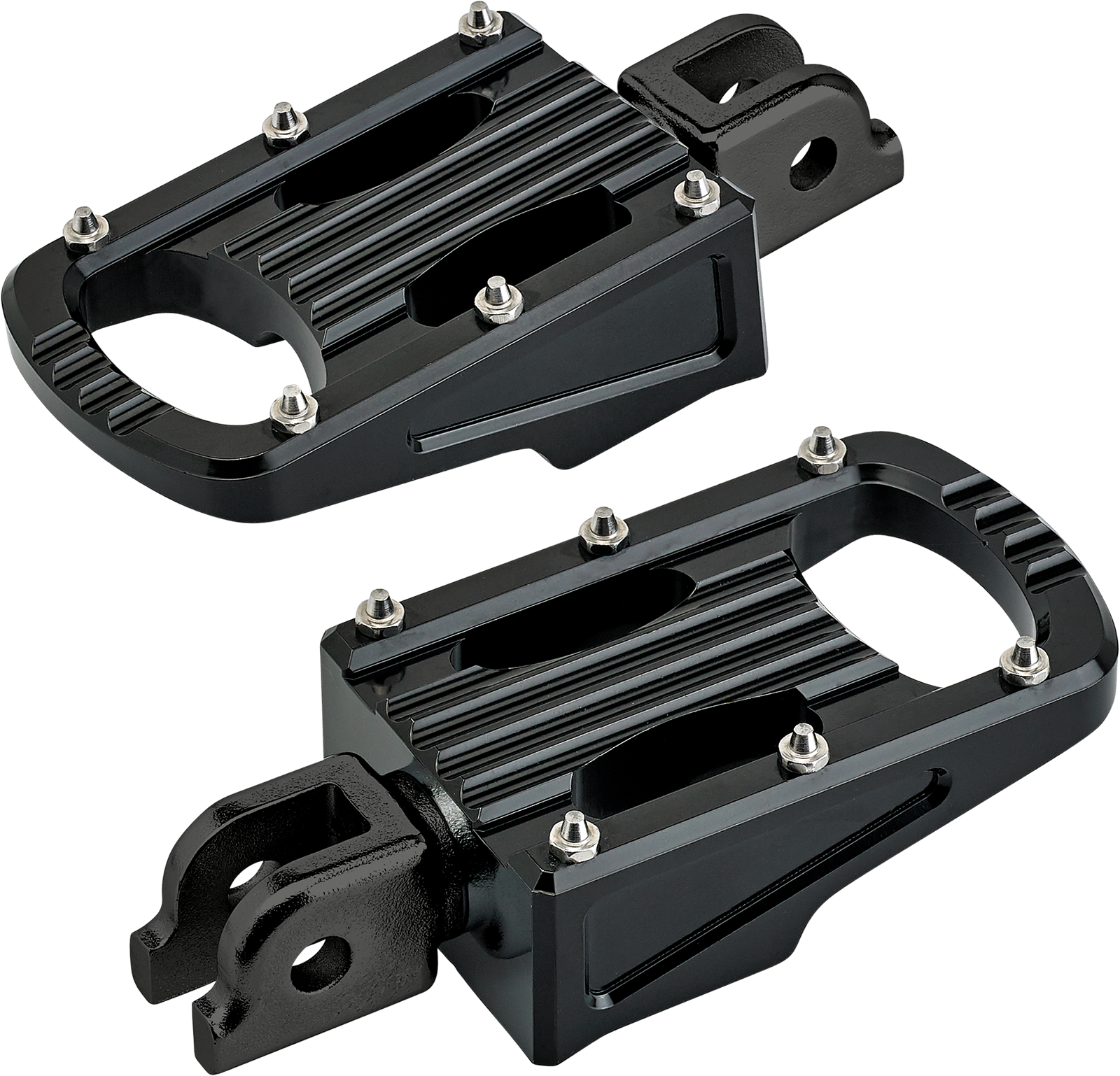 Black BILTWELL Punisher Driver Footpeg for M8 motorcycles, featuring a durable body design by Bill's Exhausts.