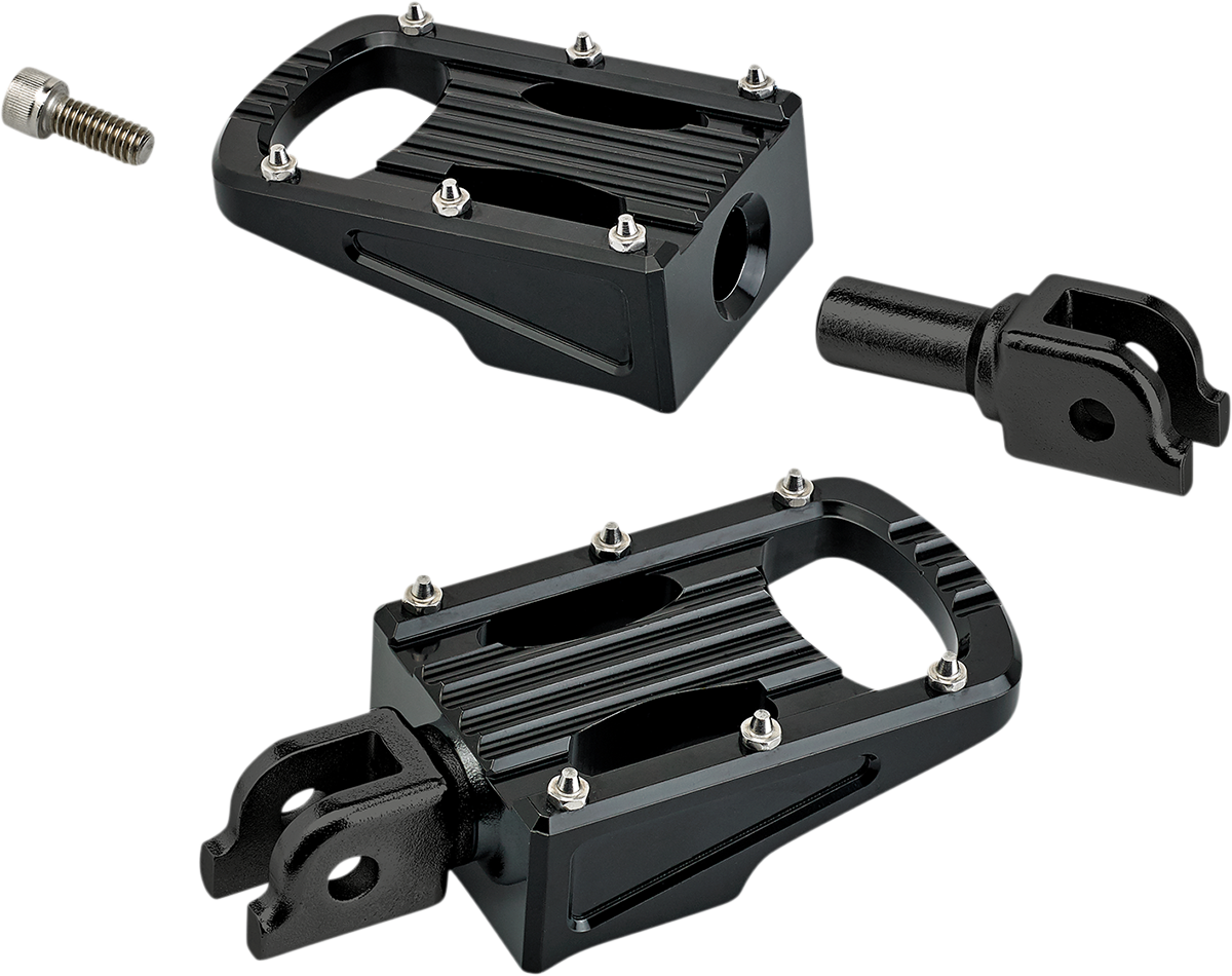 Black BILTWELL Punisher driver footpeg for motorcycle, featuring M8 mounting and durable body design.