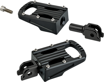 Black BILTWELL Punisher driver footpeg for motorcycle, featuring M8 mounting and durable body design.
