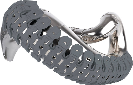 Polisport Armadillo Pipe Guard in Nardo Grey on motorcycle body, designed for protection and style from Bill's Exhausts.