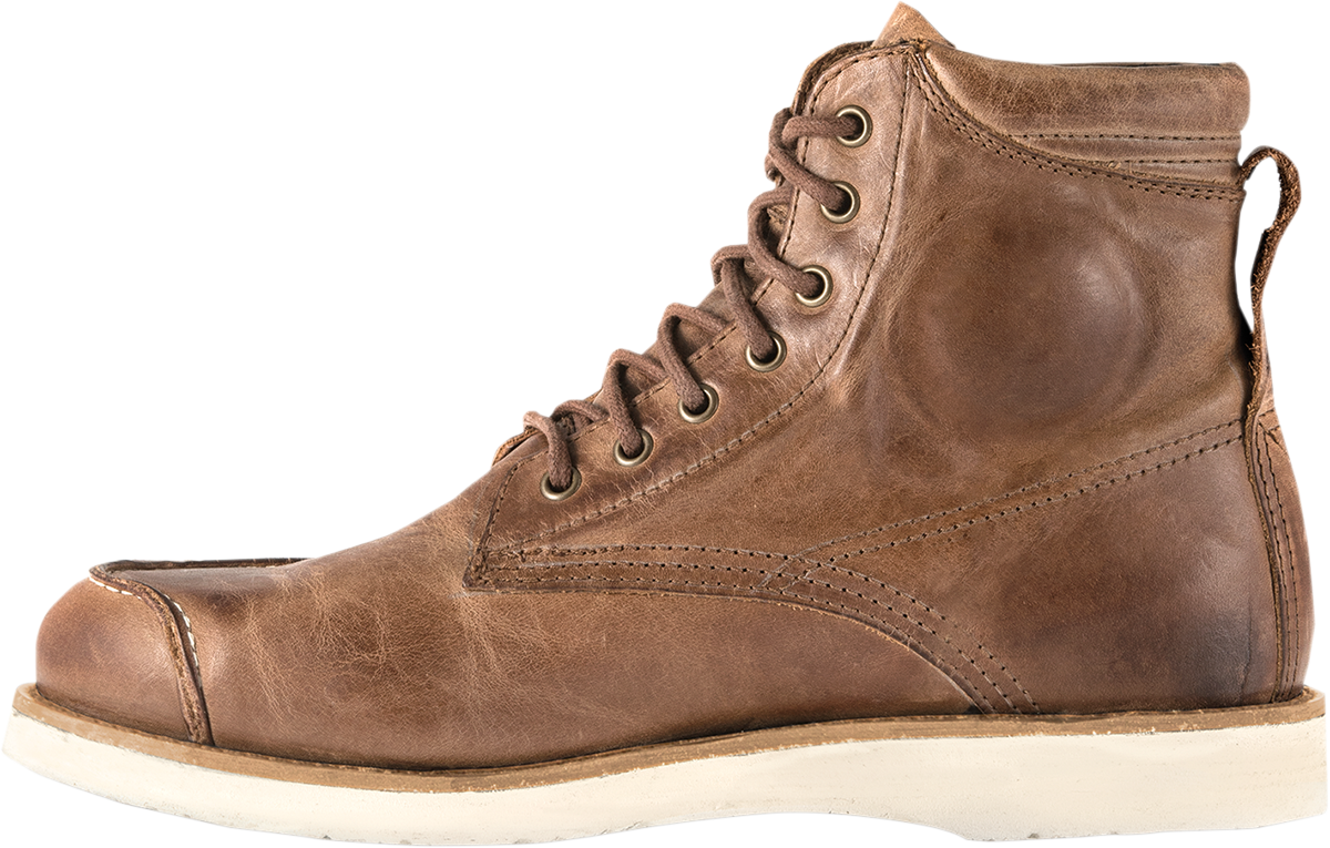 Alpinestars Oscar Monty brown motorcycle boots in US size 6.5, featuring durable leather construction and ankle support.
