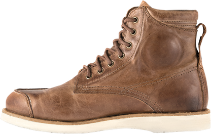 Alpinestars Oscar Monty brown motorcycle boots in US size 6.5, featuring durable leather construction and ankle support.