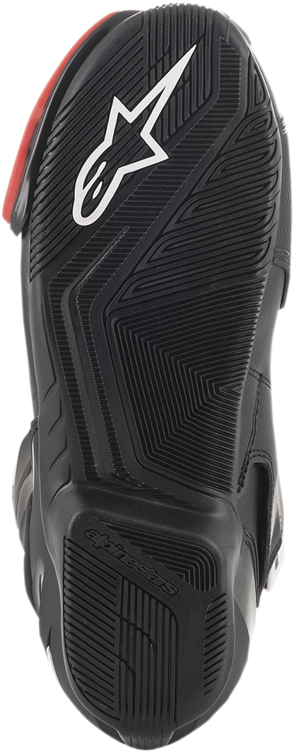 Alpinestars SMX-6 v2 motorcycle boots in black and red, US 7.5, EU 41, featuring reinforced protection and sporty design