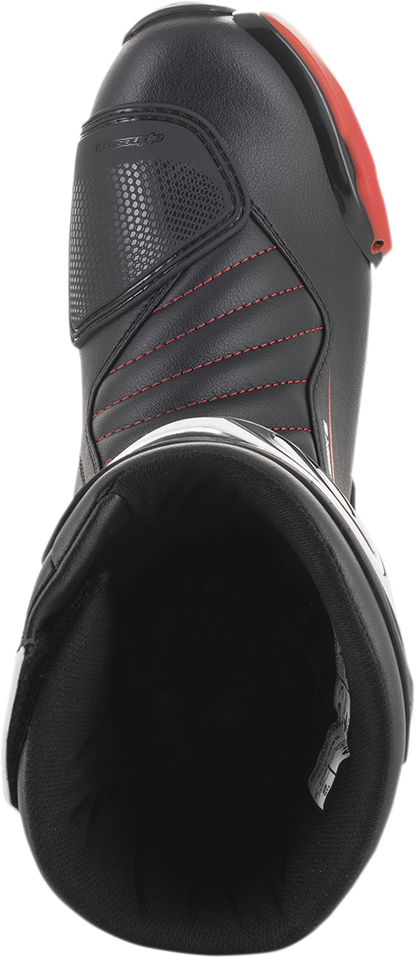 Alpinestars SMX-6 v2 motorcycle boots in black and red, US 7.5 / EU 41, showcasing durable design and protective features.