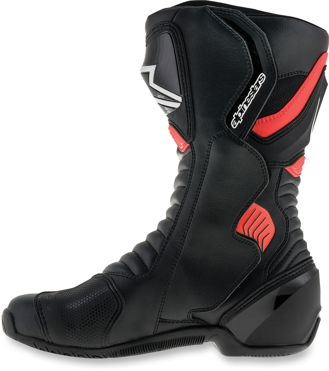 Alpinestars SMX-6 v2 Drystar motorcycle boots in black and red, US 9.5, EU 44, featuring protective design and durable construction.