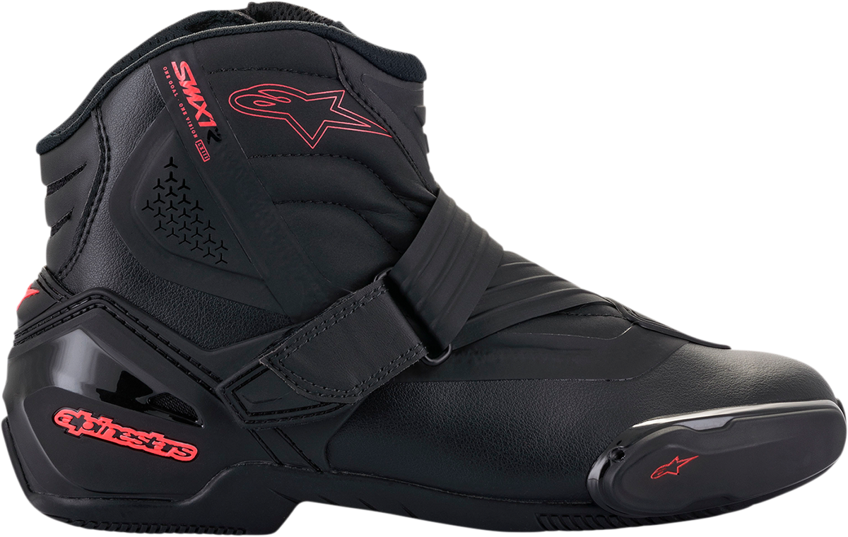 Alpinestars Stella SMX-1R V2 motorcycle riding boots in black and pink, US size 5, EU 36, designed for racing and riding.