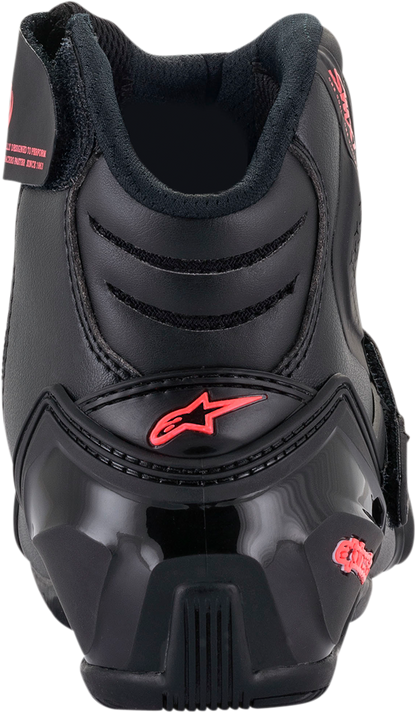 Alpinestars Stella SMX-1R V2 motorcycle boots in black and pink, US size 5, EU 36, featuring protective design and branding.