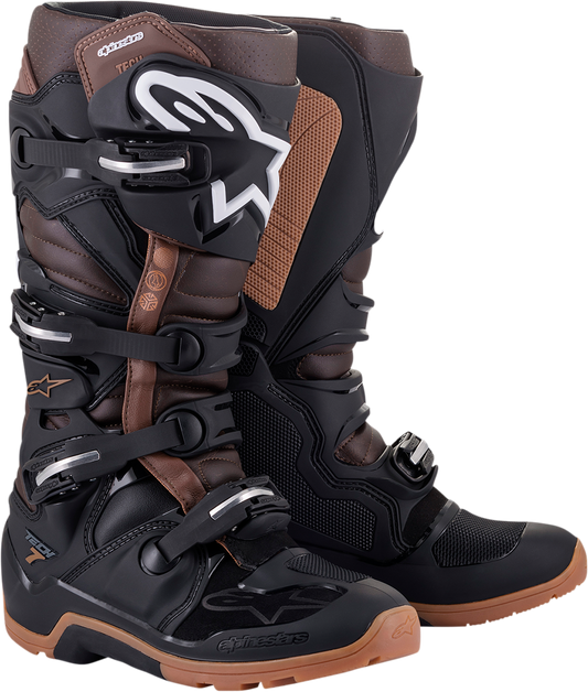 Alpinestars Tech 7 Enduro Boots in black and brown with US size 13, durable motocross and off-road footwear.