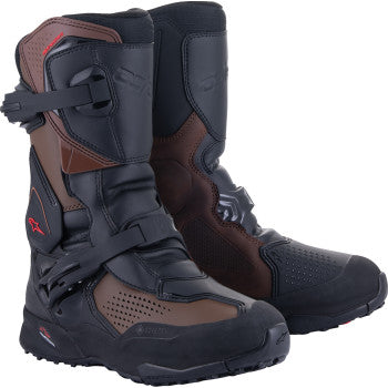 Alpinestars XT-8 Gore-Tex motorcycle boots in black and brown, EU 44, featuring rugged design and waterproof Gore-Tex® membrane.