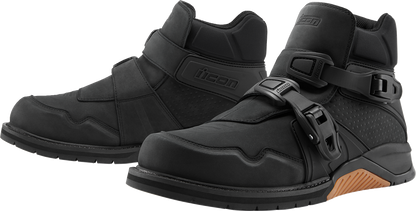 Bill's Exhausts ICON Slabtown waterproof boots in black, size 9.5, showcasing durable outdoor footwear with rugged design.