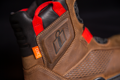 Bill's Exhausts ICON Stormhawk brown boots in size 11.5, featuring sturdy leather construction and rugged design.