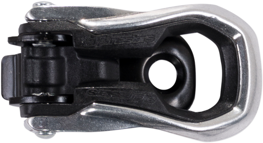 Alpinestars Buckle Base Tech 10 black motorcycle boots part, designed for secure fastening and durability.