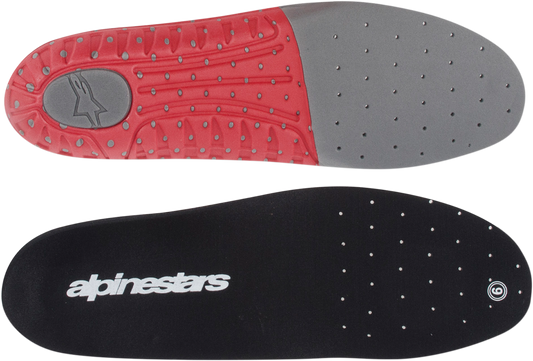 Alpinestars Tech 7 motorcycle boot footbed in gray and red, size 12, for enhanced comfort and support.