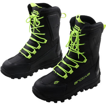 Hi-viz replacement laces for ARCTIVA Advance boots by Bill's Exhausts, size 10-14, shown in bright yellow with eyelets.