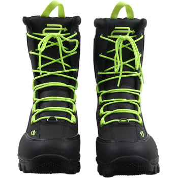 Hi-viz replacement laces for ARCTIVA Advance boots, size 10-14, by Bill's Exhausts, shown in bright yellow-orange color.