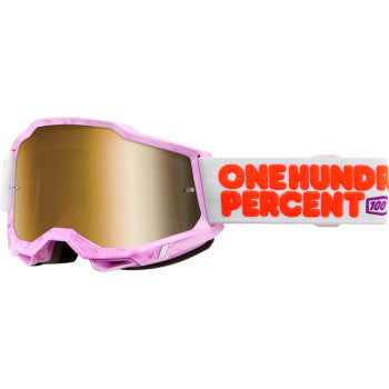 Bill's Exhausts 100% Accuri 2 Goggle with True Gold Mirror lens, featuring a sleek design and adjustable strap.