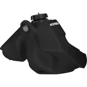 Black Acerbis 2.9-gallon fuel tank for Kawasaki KX 450/250 2024-2025, shown with its sleek design and mounting points.