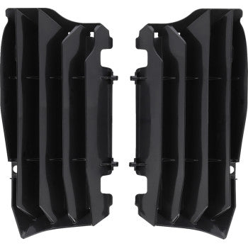 Black ACERBIS radiator louvers for KX 450 2024-2025 motorcycle, designed to protect the radiator.