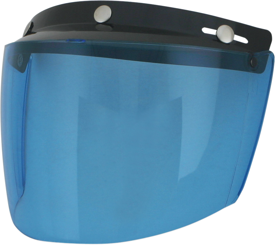 Bill's Exhausts AFX Vintage 3-Snap Shield Flip Blue Solid motorcycle helmet shield with snap closure.