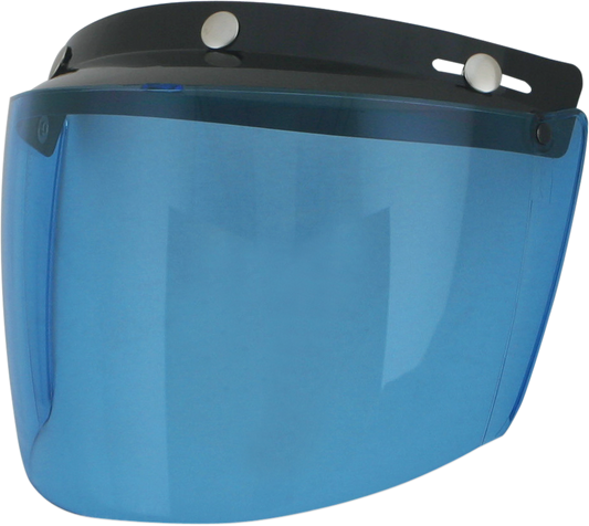 Bill's Exhausts AFX Vintage 3-Snap Shield Flip Blue Solid motorcycle helmet shield with snap closure.