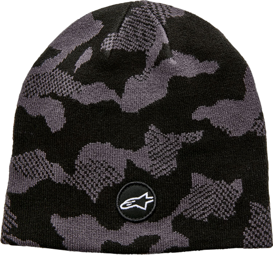 Alpinestars Area beanie in black, one size, featuring a soft knit fabric and logo patch, designed for casual wear.