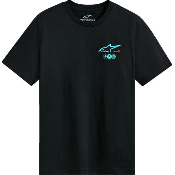 Black Alpinestars Asym CSF T-shirt in large size, featuring logo and casual design, displayed on a plain background.