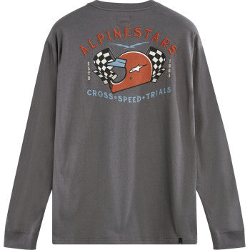 Charcoal ALPINESTARS full face long-sleeve T-shirt in medium size, designed for casual and active wear.