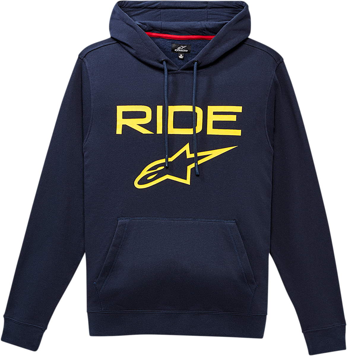Alpinestars Ride 2.0 hoodie in navy and yellow, size XL, featuring the brand logo and sporty design.