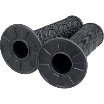 BILTWELL Moto 1-inch medium motorcycle grips by Bill's Exhausts, black rubber with textured surface for secure grip.