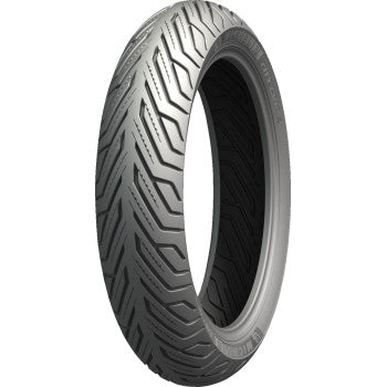 Michelin City Grip 2 tire for front or rear use, size 110/80-14, with 59S load index, shown on a vehicle wheel.