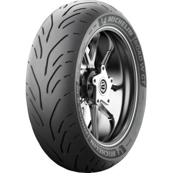 Michelin Road W GT rear motorcycle tire 180/60R16 74H mounted on a wheel for enhanced road performance.