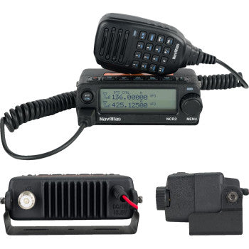 Two-seat NAVATLAS Intercom and Radio Headset Kit in black by Bill's Exhausts, featuring communication devices for motorcycle riding.