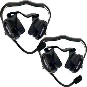 NAVATLAS 2-seat intercom and radio headset kit in black, designed for motorcycle communication by Bill's Exhausts.
