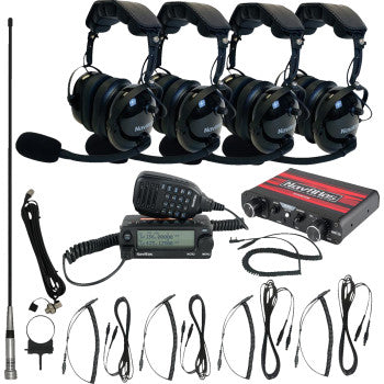 NAVATLAS Intercom, radio, and headset kit for 4-seat motorcycles in black, designed for clear communication and audio.
