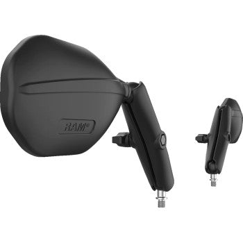 RAM MOUNTS Tough-Mirror Kit with M10-1.25 bases, long arm, compatible with Bill's Exhausts motorcycle mirrors, durable mounting system.